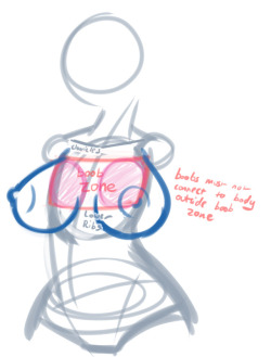 Something which may be helpful for people drawing anthros or boobies. I find it useful for drawing either super small or super big boobs.What I call the “boob zone” is an area on the chest where the boobs attach to the body. They then hang down and