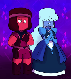 elasticitymudflap:  Sapphship Star Captain AU u H… well basically Ruby and Sapphire planned to go rescue the rubies from their floaty space hell themselves, disguised as Blue Diamond gems who are on a mission to monitor the space around the Earth, and