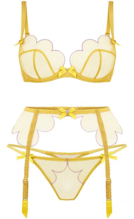 martysimone:  Agent Provocateur | Lorna • in sheer yellow tulle + lilac Austrian embroidery | Spring Summer 2022  