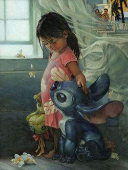 randommakings:   izzymar:  Disney Fine Art: “Ohana means family&ldquo; by Heather Theurer:) (Source: disneyfineart.com)  I NEED THIS 
