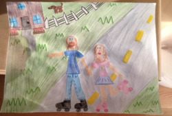 daddy-forlom:  My Princess said she would teach me to roller blade and she illustrated it perfectly with this beautiful art work.   Why did she draw herself so slutty, is she trying to get you into the sack? Your daughter is a skank