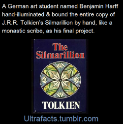 bibliophilicwitch:werewolfoverlord12:  ultrafacts:This German art student, Benjamin Harff, decided, for his exam at the Academy of Arts, to do something only slightly ambitious — to hand-illuminate and bind a copy of J.R.R. Tolkien’s Silmarillion.