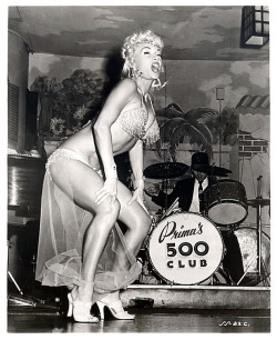 burleskateer:   Lilly Christine     aka. “The Cat Girl”.. Performing her “Harem Dance” at ‘Prima’s 500 Club’ in New Orleans, sometime in the early 1950’s..  