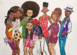 decidedly-enigmatic:  L-R: Virgil (Static Shock), Susie (Rugrats), Huey (Boondocks), Abigail/ Numbuh 5, (Codename: Kids Next Door) Penny (Proud Family), Gerald (Hey Arnold), Kesha (Magic School Bus), Fillmore (Fillmore)&amp;hell up; A Different World/
