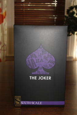 blithefool:  Alright, kiddies. Here he is- The Sideshow 1/6 Scale Joker. Overall, he’s a pretty swank toy. I am a little underwhelmed by the body construction as compared to Hot Toys but, the articulation is good and the hand pegs are much less of a