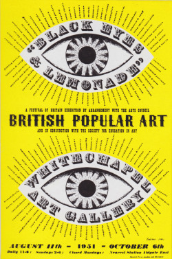design-is-fine:  Barbara Jones, poster artwork for Festival of Britain “Black Eyes and Lemonade”, exhibition British Popular Art, Whitechapel Art Gallery, 1951. London. Via flickr