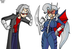 My human version of Gigan meeting @witchking00 and @officialkaijugirls‘s human version of Gigan. I like theirs better.