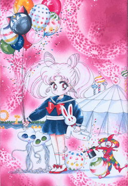 sailorbunnydot:  A gif I made in honor of Chibiusa and Usagi’s birthdays today. I always liked this picture despite the creepy squid things and the clown. I’ll be posting another gif with Usagi later today, and some photos of my small sailor moon