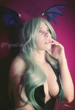   Morrigan Aensland cosplay test! Self shot and edited with my Samsung Galaxy S6   Wings by SilverFactionFull Morri cosplay will be debuted during Anime Weekend Atlanta 2016