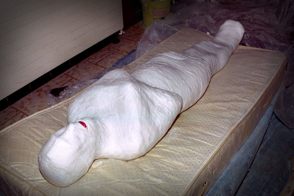 fuckiamsexedout:  Full body Cast - Plaster Mummification - Male Slaves mummified