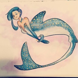 stellamaydrawings:   Mermay Day 18: Shark Mermaid. Kinda based it on a whale shark    Original Instagram  