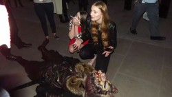 sidekickcupcake:That time I took a photo of Masie Williams and Sophie Turner with a Robb Stark cosplayer.