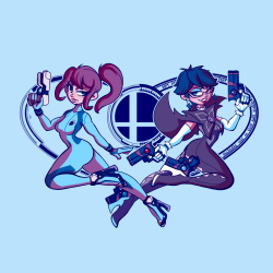 rudeboy308:  grimphantom2:  xucoalex:  New shirt design of everyone’s favorite Smash ladies. You can buy it on my Neatoshop: http://www.neatoshop.com/product/Smashing-Ladies  The shirt will be on sale for a week, only ฟ.95!  Sexy =D  They both look