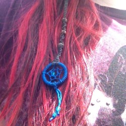 New hair braid! Haven&rsquo;t had one in years :D #hippie #Steiner #dreamcatcher #blue #hair #redhair