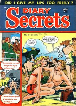 gentlemanlosergentlemanjunkie:  Diary Secrets, Vol. 1, no. 17, April 1953; cover art by Matt Baker. (via Pencil Ink comic book artists blog 1950s 1960s 1970s 1980s : Diary Secrets #17 - Matt Baker cover &amp; reprints, Joe Kubert reprint) 