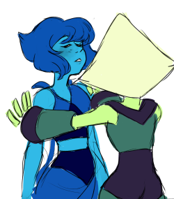 crimpeekodraws:  Peridot/Lapis Lazuli Fusion prompt, Amazonite!  if only they were in love &gt; .&lt;
