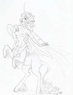 Day 02: Centaur from THIS 30 day monster girl challengeI really really hate this one, but the concept was a wild redheaded centauress&hellip;.aaaannnnd then i had to wings and horn, so shhh. leave me be. I hate it, but i am posting it. I am sick and feeli