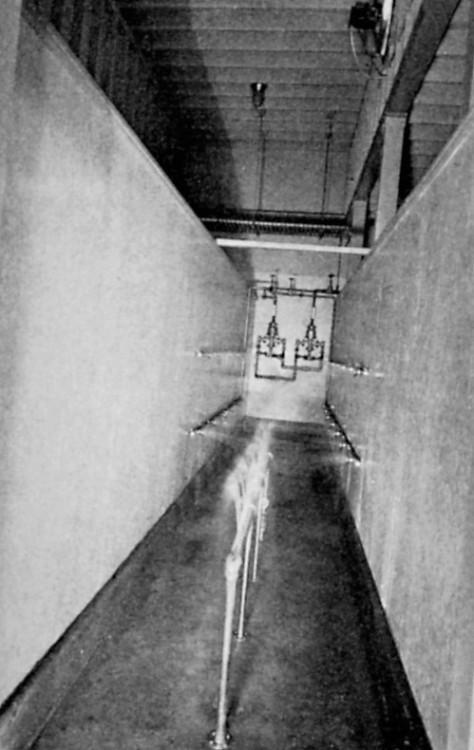 coachbob:  The tunnel showers, with the “undercarriage sprays” were more common for pool entry showers than regular PE locker room showers, especially in the era of nude male swim classes.  The expensive Bradley Co. shower system shown in the LIFE