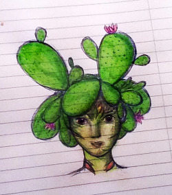 virtue-of-justice:I always loved the opuntia cactus, and I thought it would be the cutest thing ever if Arenanet added it as a hair option for Sylvari. Excuse the shitty visualization but I really wanted to try and draw how that could work out. :D No