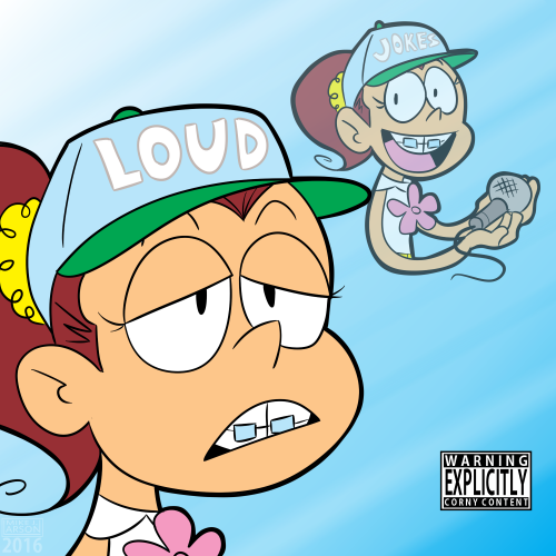  This was commissioned by my good buddy on deviantART, DarksideStraxus, and he wanted me to make a parody of Tyler the Creator’s album art, “Wolf” featuring Luan Loud from the Loud House.  