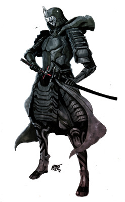 nikolasdraperivey:  FEUDAL STAR WARS  Here are some samurai inspired designs I did based off TFA. :) 1. Samurai Kylo Ren 2. Feudal Rey 3. Ronin Finn4. Commander Poe-Nik. 