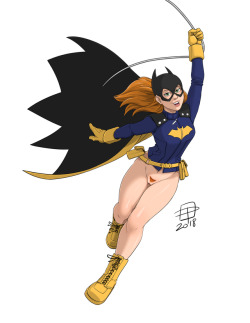 pinupsushi:Naughty color commission for Ben Ante of a pants-less Batgirls of Burnside…. or more like Buttside. ;9