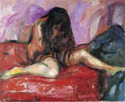 theartgeeks:  Nude I ~ Edvard Munch 