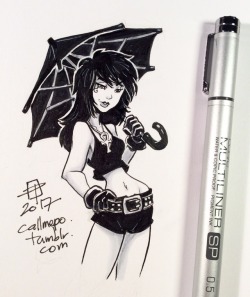 callmepo: The original goth girl… Death! … in her summer wardrobe.   Was inspired by Chris Bachalo’s version of her - mainly because the rain today reminded me of how she liked to carry an umbrella.  O oO &lt;3