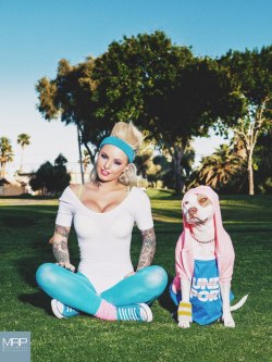 christymack-blog:  Let’s Get PhysicalTaken in Las Vegas, NevadaMarcos Rivera: Christy  contacted me and asked if I would come over and shoot a photo of her in  80’s workout swag with her dog… Pitrick Swayzee. We agreed to a TFL  shoot (Trade for