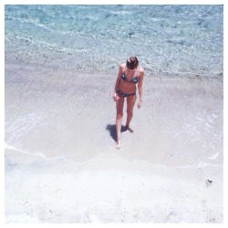 www.castawaylabel.com swimming in our Midnight Tropic Triangle Top and Classic Bottoms