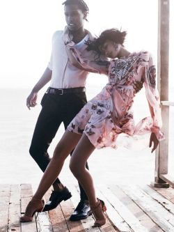 xoams:  xledouchex:  southernlion:   A$AP Rocky &amp; Chanel Iman for Vogue September 2014  proud of this mane.. step outside the box.   This is beautiful got damn  Some one do this with me 