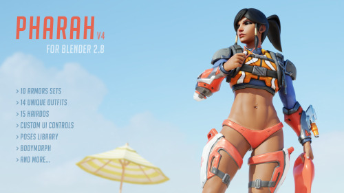   The best pharah model just got better &hellip; again! Version 4.0 is now out with the Aviator skin, a sexy new lingerie, an elegant dress, 2 new hairdos, higher quality textures, better deformation, improved controls and much more.Check