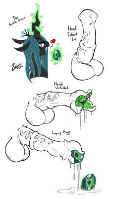 zajice:  So this happened. Changeling ovipositor disguised as horsecock. Just an idea I was playing around with. Perhaps I will do more with it.  I&rsquo;m sorry but this is really hot o///o I bet you could totally put stuff into it too