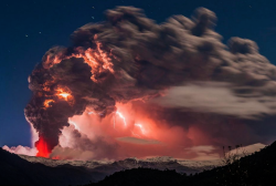 nubbsgalore:  lightning illuminates an ash cloud that extends ten kilometres high in this june 5, 2011 eruption of puyehue volcano, near osorno in southern chile. known as a dirty thunderstorm, this phenomenon is yet to be explained by science, as the