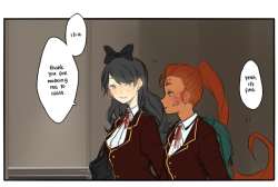 jiyeong: a calico academy au where everyone goes to beacon academy, school for gifted teenagers, faunus and human alike, and NOTHING BAD HAPPENS EVER basically ilia follows blake to beacon in v1, confesses her love to blake properly along the way, and