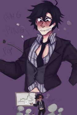 miniature-knight: I saw some people talking about Mystic Messenger tols on my dash and I completely forgot I drew this thing ages ago and never posted. Anyways here’s a Jumin who got a sudden growth spurt during one of his meetings and lost a few buttons