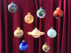 startorialist:  Christmas tree DIY, Part Two! These hand-painted solar system ornaments on Etsy were brought to our attention by one of our followers on Twitter (Ms_Infertile) and we are super grateful because they are exquisite! Sold as a set of nine