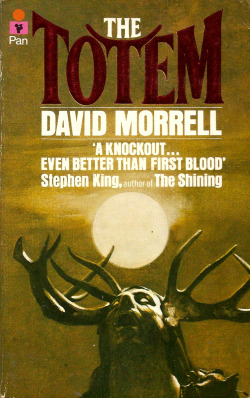 The Totem, by David Morrell (Pan, 1979) From a charity shop on Mansfield Road, Nottingham.  A young hitch-hiker was the first victim. Apparently killed by a hit-and-run driver - except for the unexplained claw scars&hellip; The coroner in the small town