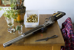 tomblr-li:  Marlin 1895 SBL with Aimpoint scope Lever actions were meant to have huge calibres and weird connotations like “Guide Gun”. It certainly does conjure up the image of hunting deer on a bright, minus 30C, snowy day or strapping it to your