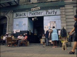 ankh-kush:“WE SERVE THE PEOPLE” New York City chapter of the Black Panther Party’s Harlem office, circa 1970 with racks of free clothes for the community in front.