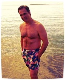 john-akos:  He’s a Greek actor, around the age of 50. He’s sexy as hell, don’t you think? A real gentleman… A handsome dad, which lots of guys would like to “get messed” with. #DILF #dad #beach #Summer #sea #hottie