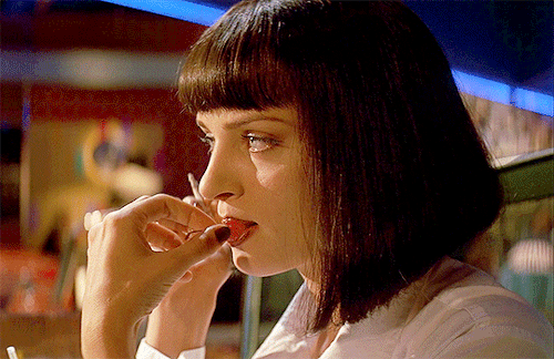 fruitblr:Uma Thurman in Pulp Fiction (1994) 🍒