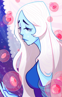 nishayy: What’s the use of feeling, Blue? … Blue Diamond 11x17 holographic print that I just finished for Anime Boston! Her character design is so pretty ahhh ;_;  &lt;3 &lt;3 &lt;3