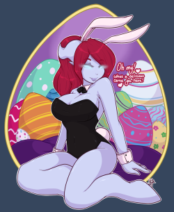 Bunnysuit commission for anios25 of the every so lovely Anios admiring your ‘carrot’ huhuhuhuHappy chocolate and bunnies day Easter!