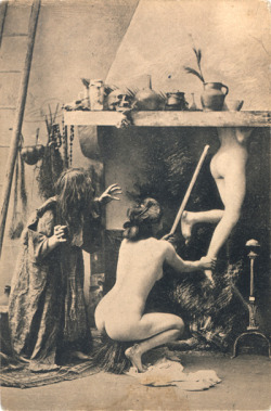 vlaroche:  owls-love-tea:  Witches Sabbat french postcard c. 1910s  Patrick and Dylan in another life 
