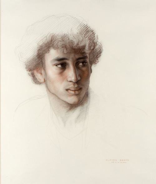 ganymedesrocks:  Claudio Bravo (1936 - 2011), “The Guardian’s Son”, a 1984   portrait of the son of Claudio Bravo’s housekeeper at his home in Tangiers, signed Pencil, black and red chalk.  courtesy Stephen Ongpin