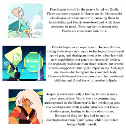 SusieBeeca’s Gem Theory headcanons. (And, for the curious, it’s true that gemstones can become contaminated by their environment. The more you know!)There may or may not be some fanfics behind these&hellip;.