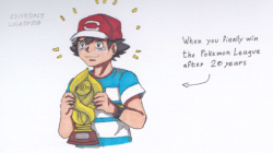 lulady030: Inktober Day 13 : Ash  I didn’t really know what to draw for this one, so here’s a happy Ash Ketchum :D 