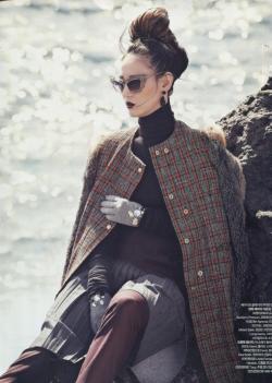 lindafarrow:   Quirky green and English tweed with a pair of Prabal Gurung by Linda Farrow Projects sunglasses in Harper’s Bazaar Korea. 