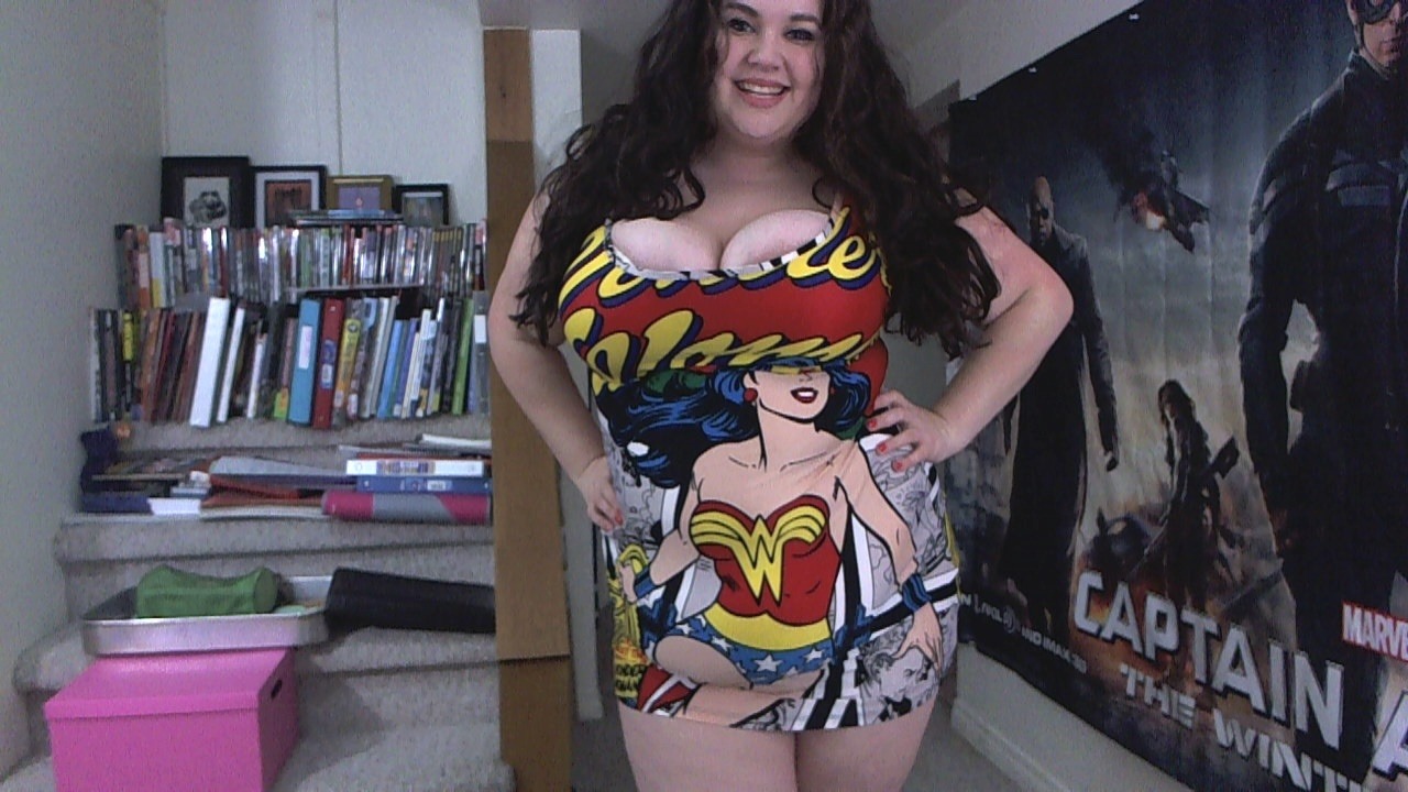 xogenxo:My Wonder Woman dress is my life. (The stairs behind me are organized chaos….)clips4sale